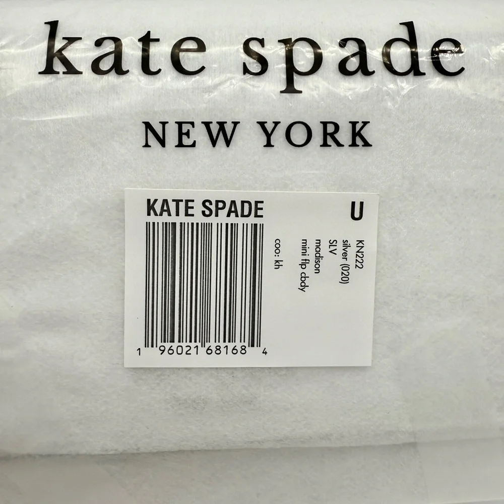 Kate Spade Madison Croc Embossed Willow Mini Flap Crossbody Silver
